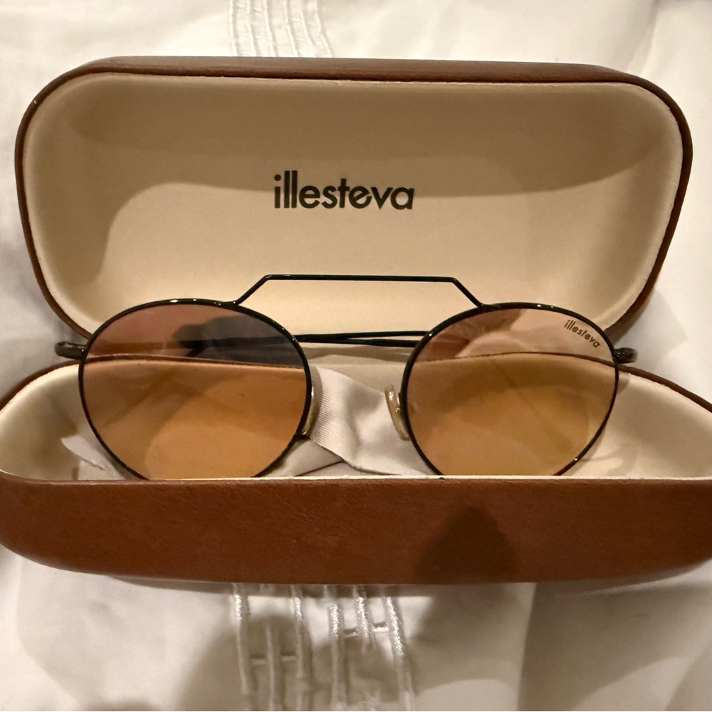 Illesteva Black Frame Sunglasses with Tan Lenses